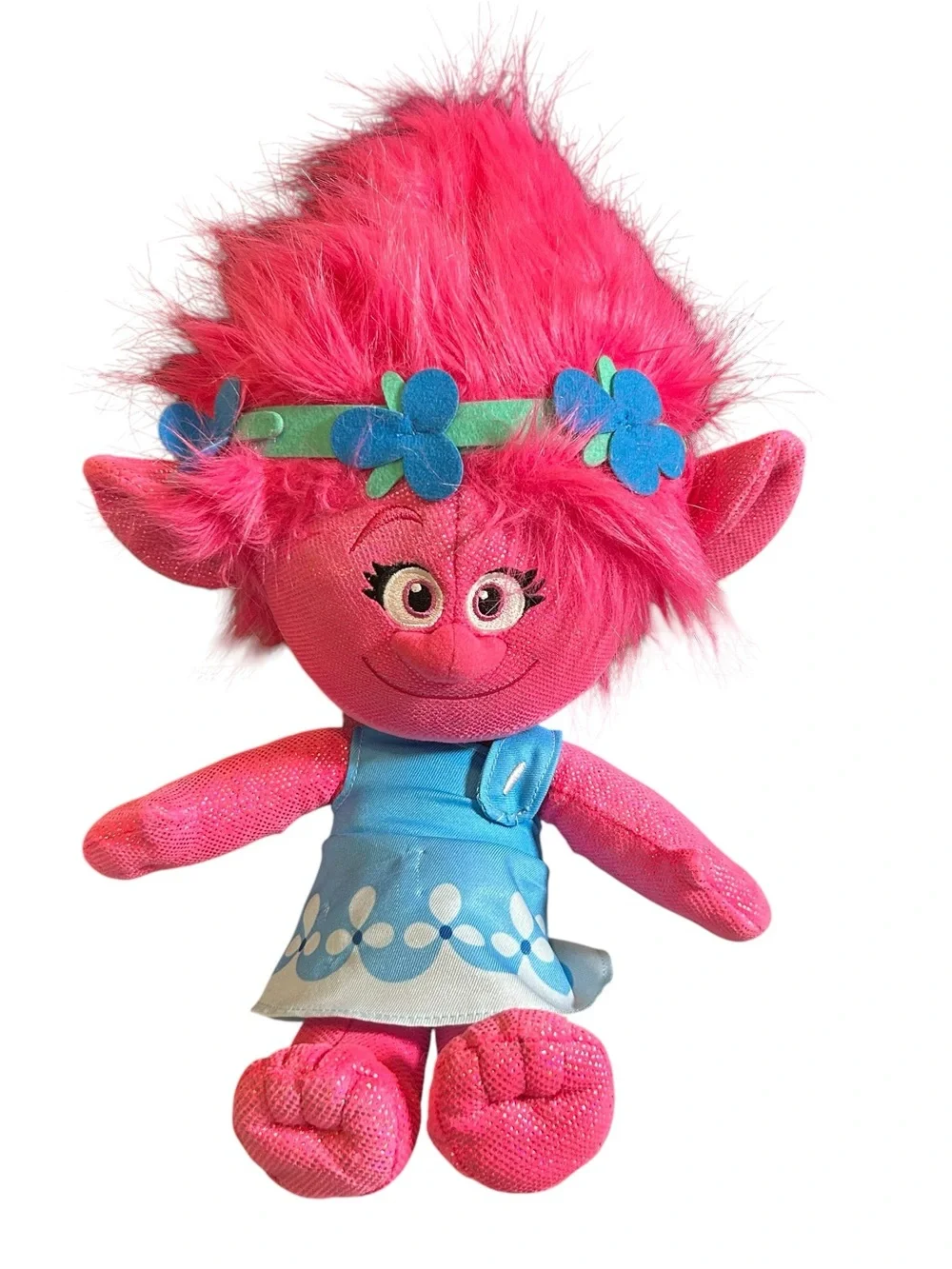 DreamWorks Trolls Poppy Plush Stuffed Animal Like New Pink Blue